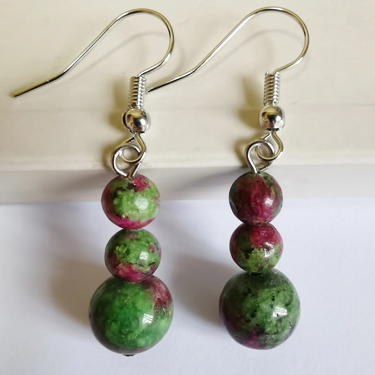 Red Green Zoisite Stone Bead Stone Dangle Earrings Jewelry For Woman Gift T215