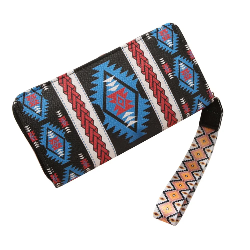 

Bohemian Style Long Wallet PU Leather Large Capacity Coin Purse Waterproof Multi Card Slots Card Holder