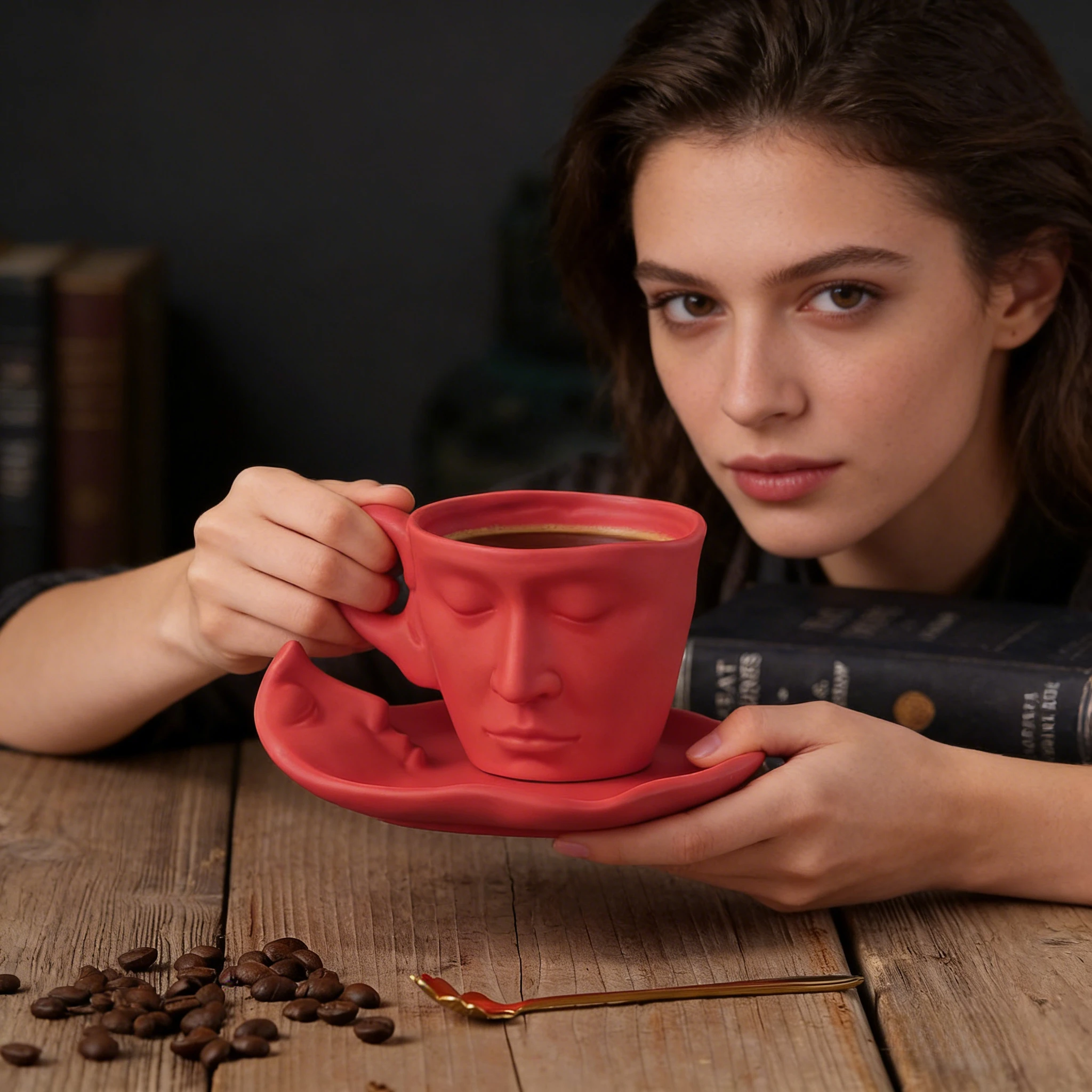 European Retro Ceramic Coffee Mug Piano Note Handle Couple Cup Luxury High Aesthetic Afternoon Tea Mug.