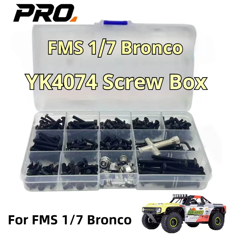 

Комплект высокопрочных винтов для радиоуправляемой модели FMS 1/7 Bronco YK4074, запасные части для ремонта, винтовой набор для радиоуправляемых машинок, винты в ассортименте, коробка для хранения, в наличии