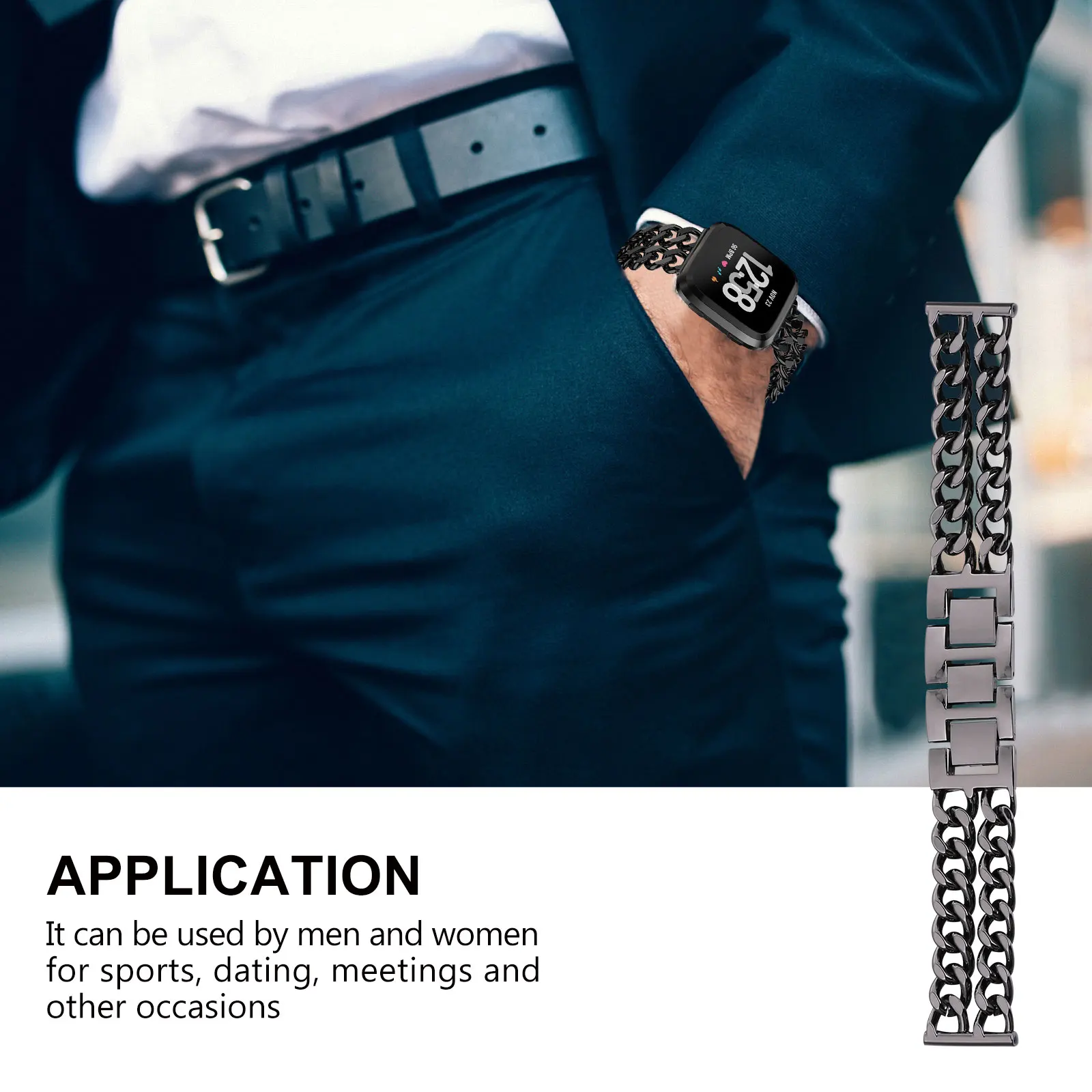 

Band Denim Chain Metal Strap Wrist Straps Replacement Watchband Number Stainless Steel Man