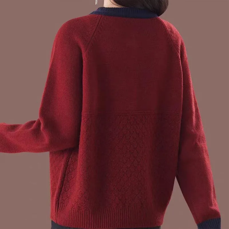 Abbigliamento da donna Moda All-match Cardigan patchwork solido Autunno Inverno Nuovo casual Allentato O-Collo Maglioni con bottoni Lady Top corto