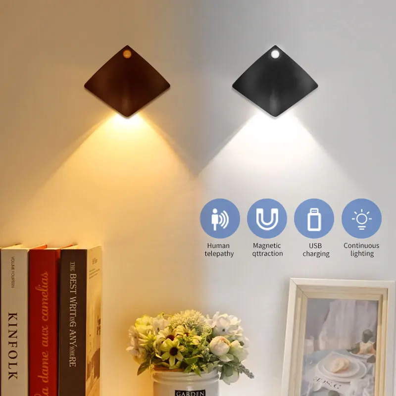 LED Wall Sconces light Rechargeable Motion Sensor Night Light Magnetic Wireless Portable Lamp For Bedroom Mural Indoor Lighting