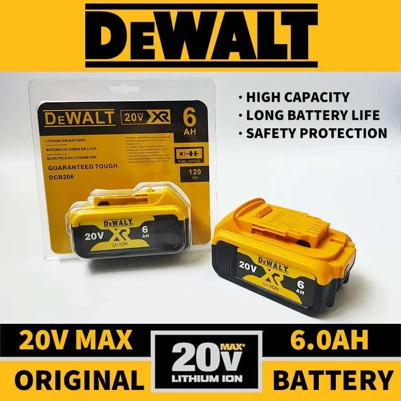 Dewalt 100% Original 20V 6000mAh Power Tool Battery DCB206 DCB205 DCB200 DCF887 DCG405 DCD791 DCF922 DCF850 DCD805 Tool Battery