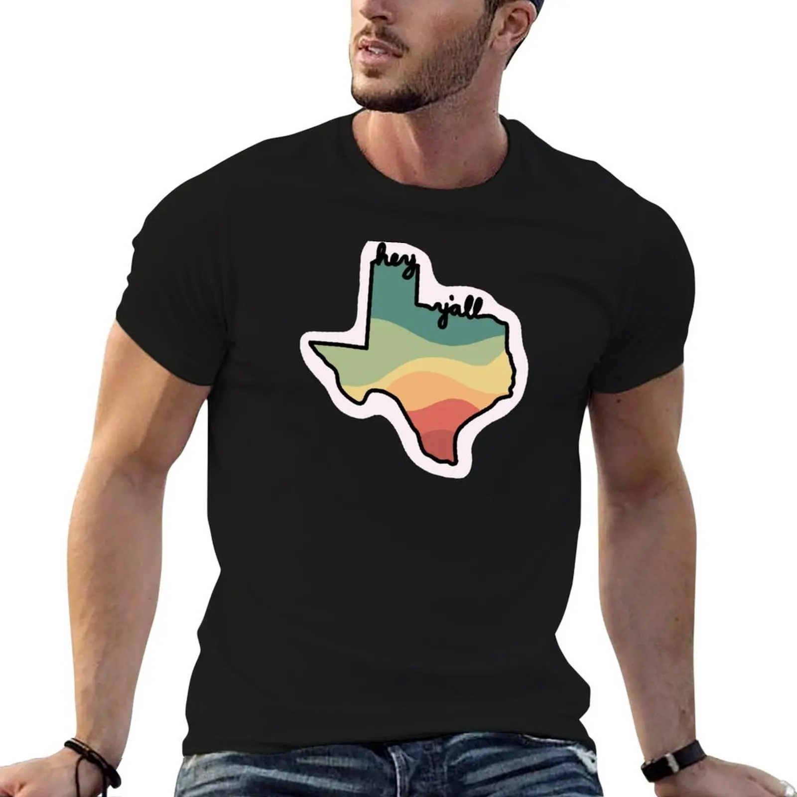 Hey Y'all Texas with Retro Colors T-Shirt Louboutins oversizeds shirts men