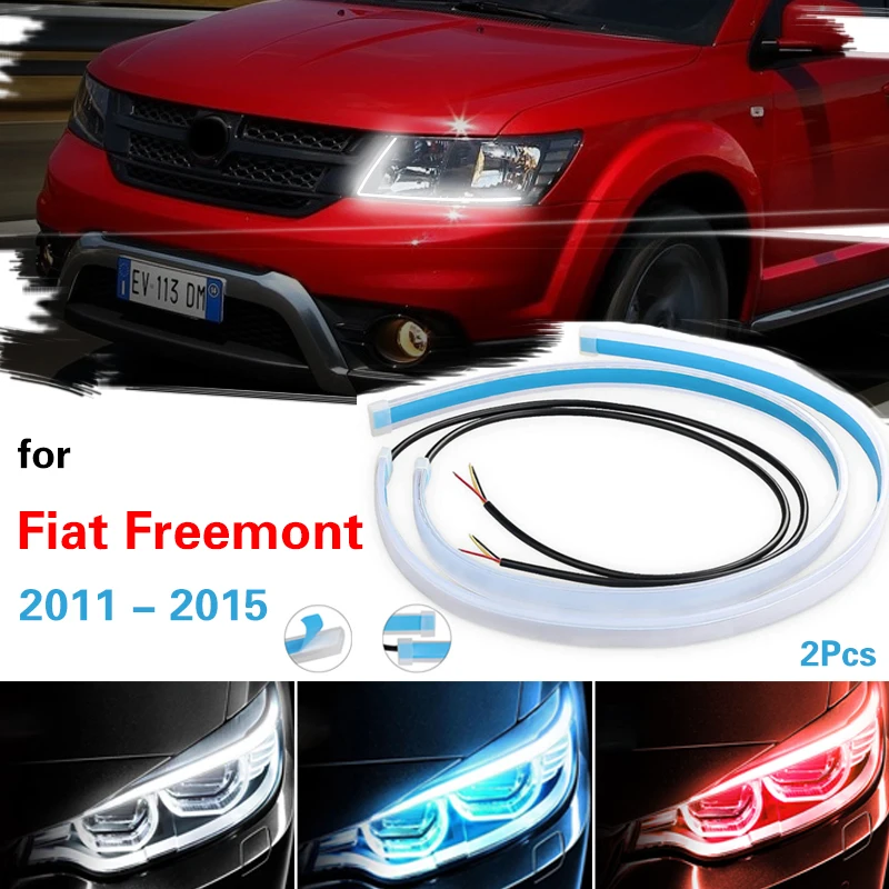 

2PCS Sequential LED Strip Indicator Turn Signal DRL Daytime Running Lights For Fiat Freemont 2011-2015 Auto Headlights Flexible