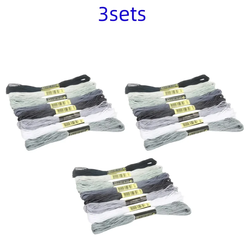 8lot 7.5m Silk Line Cotton Cross Stitch Thread Sewing Kit