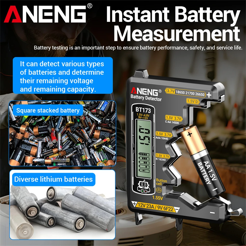 ANENG Intelligent Digital Multimeter Automotive Voltage Triode Tester SZ818+BT173 9V/12V Battery Digital Display Detector Tools