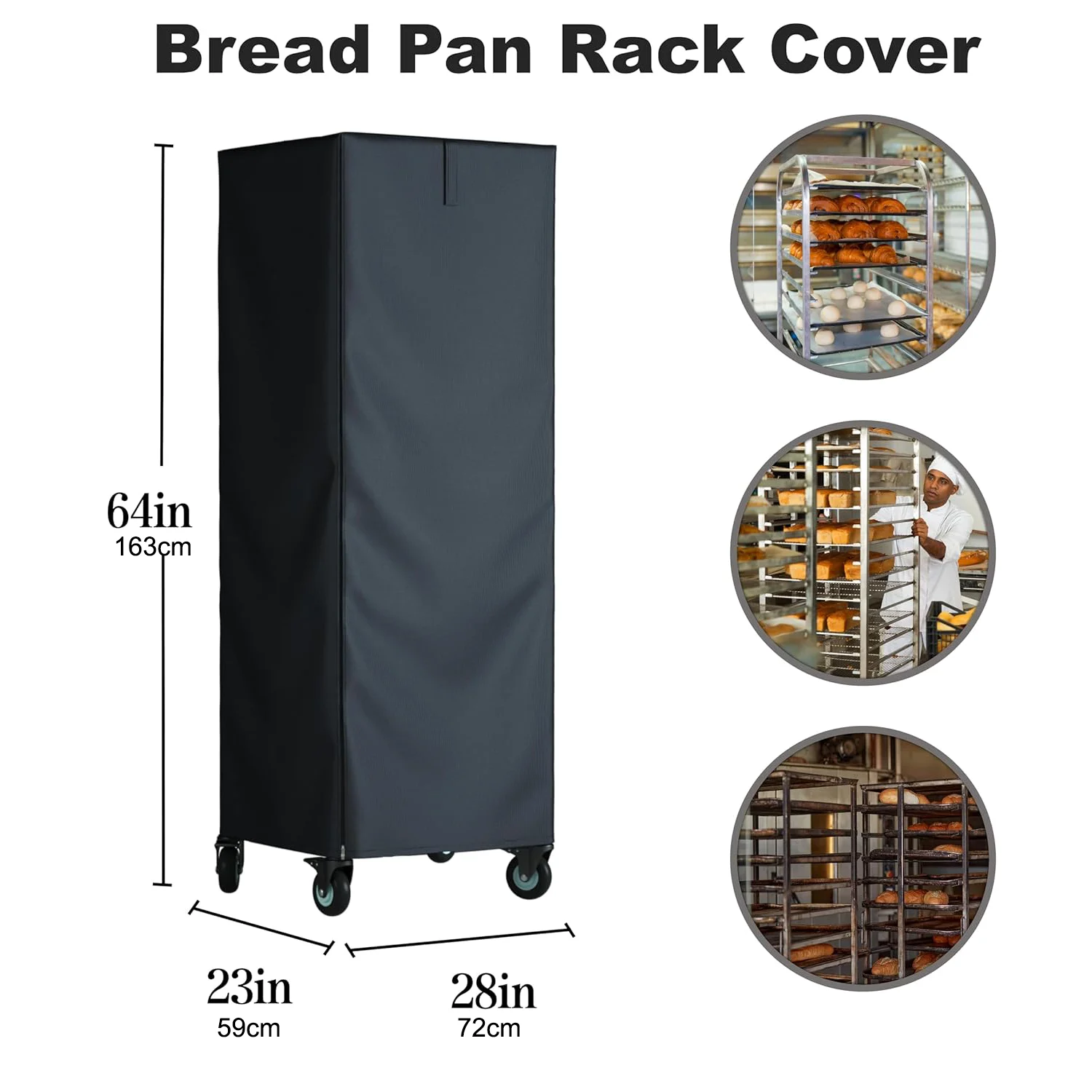 Bread Rack Cover with Zipper,20tier Sheet Pan Rack/Bun Pan Rack Cover, 23"X28"X64", High Density Waterproof and Dustproof
