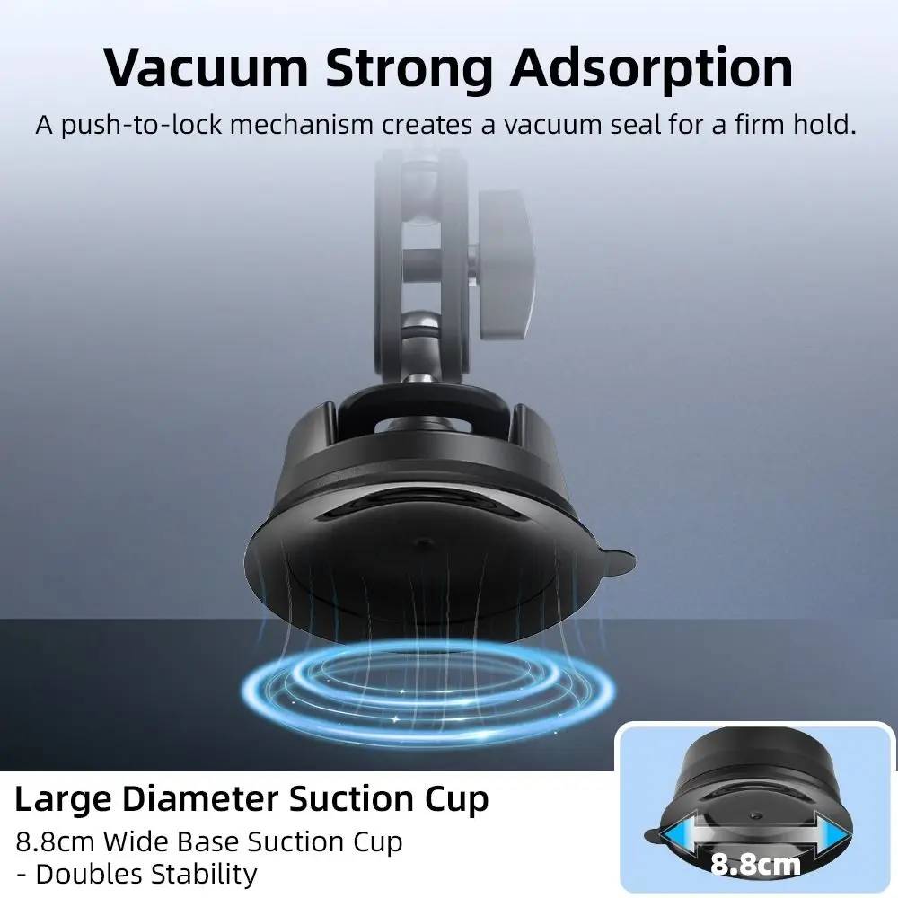 Suction Cup Camera Car Windshield Mount for DJI Osmo 360/Pocket 3/Action 5 Pro/Insta360 X5/Ace Pro/DLSR