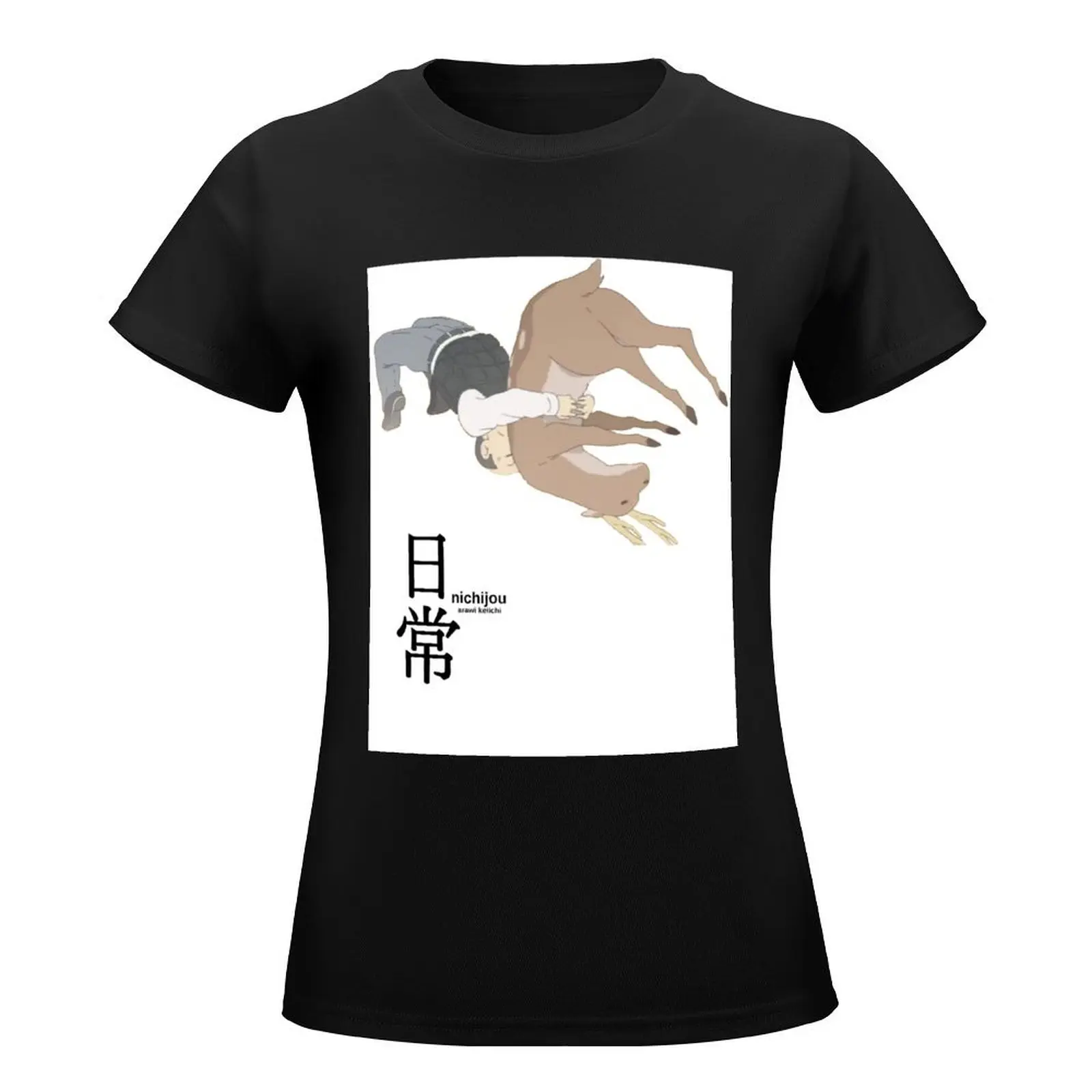 nichijou deer German supplex T-Shirt summer top plus size tops kawaii clothes anime clothes graphic t-shirts for Women