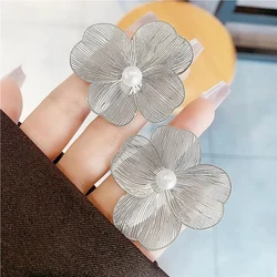 New Fashion Translucent Flower Stud Earrings for Women Acrylic Imitation Pearl Big Floral Korean Fairy Girls Lovely Ear Jewelry