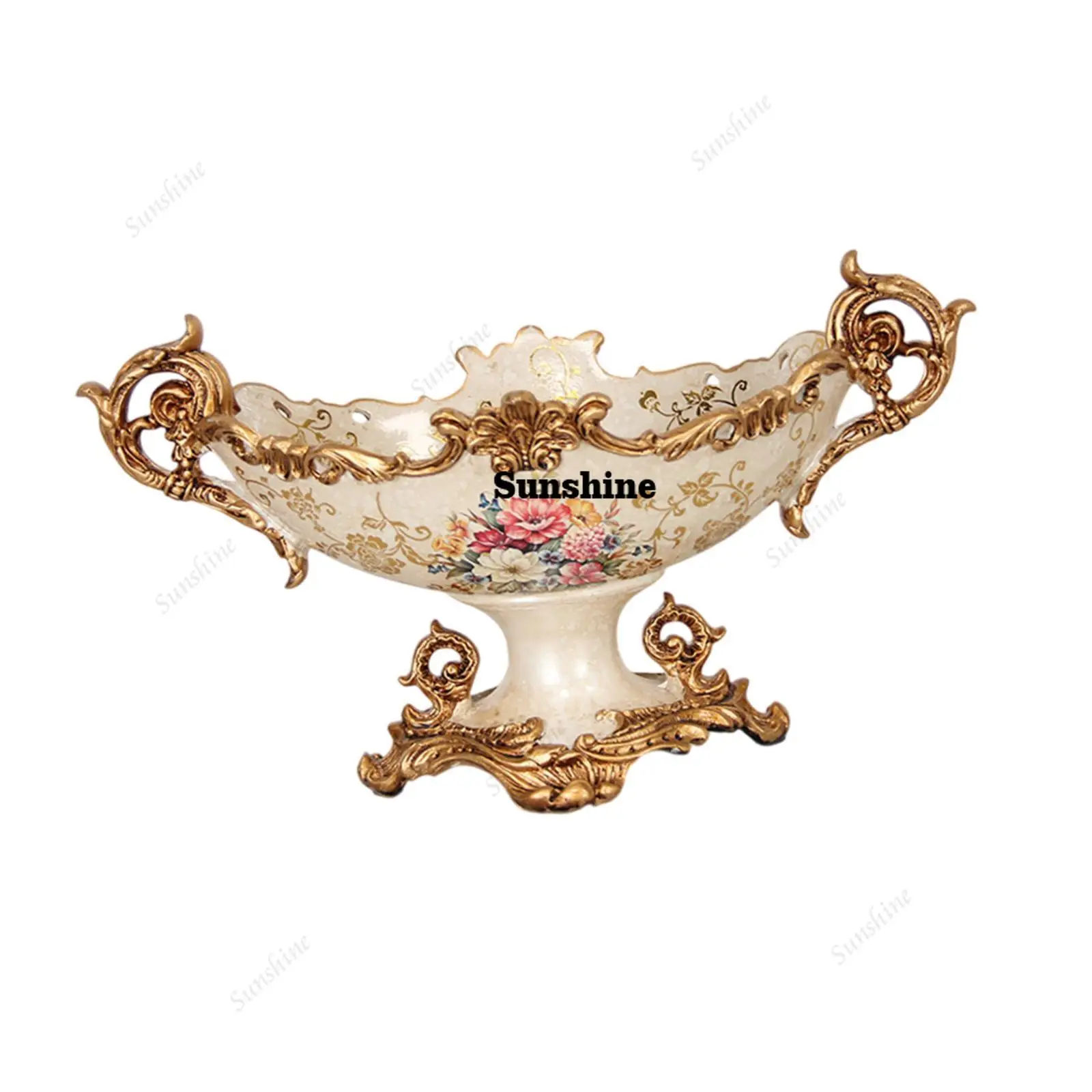 Vintage Style Fruit Bowl Resin Ornament Organizer Dish Elegant Container Fruit Holder Tray for Candy Fruit Dessert Nuts Jewelry