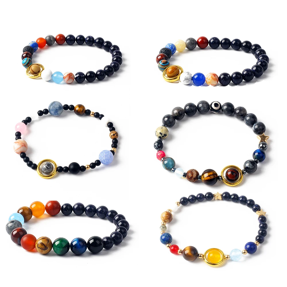 Universe Galaxy Nine Planets Bracelet Natural Healing Stone Men Women's Bracelets Crystal Stone Beads Anti-fatigue Gift Jewelry