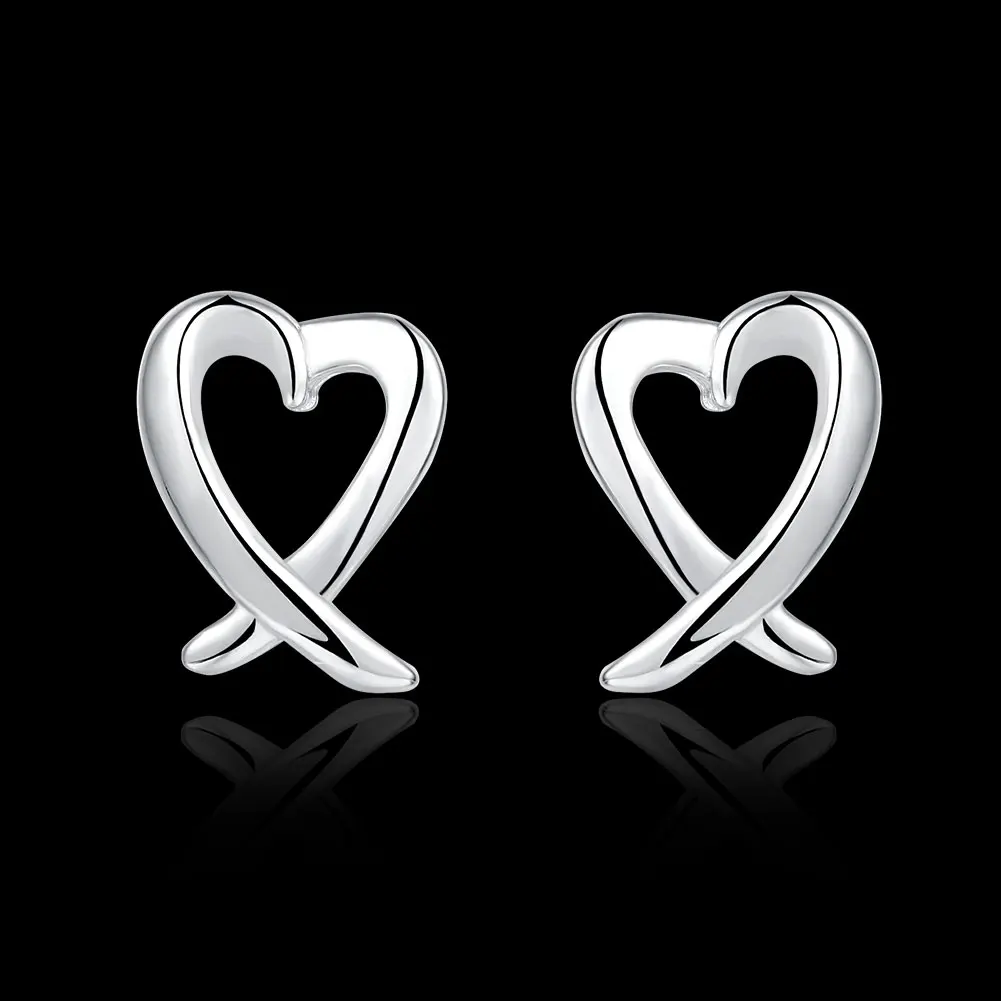 925 Pure Silver Jewelry Hot Selling Popular Hairpin Earrings, Heart Shaped Simple Jewelry Wedding Party Earrings for Women