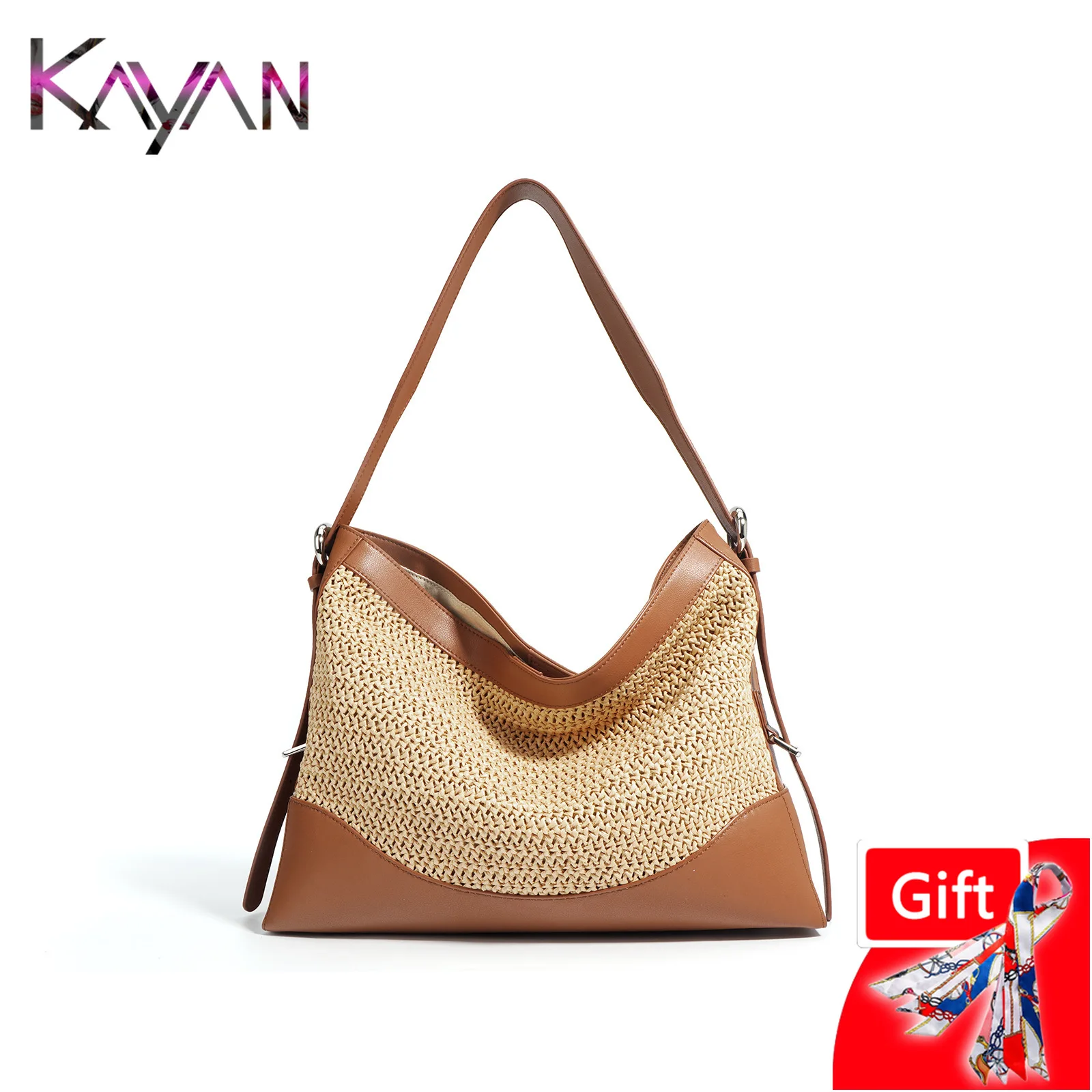 2024 Beach Travel Style Casual Woven Shoulder Handbag for Women Versatile Female Handmade Lazy Underarm Handbag