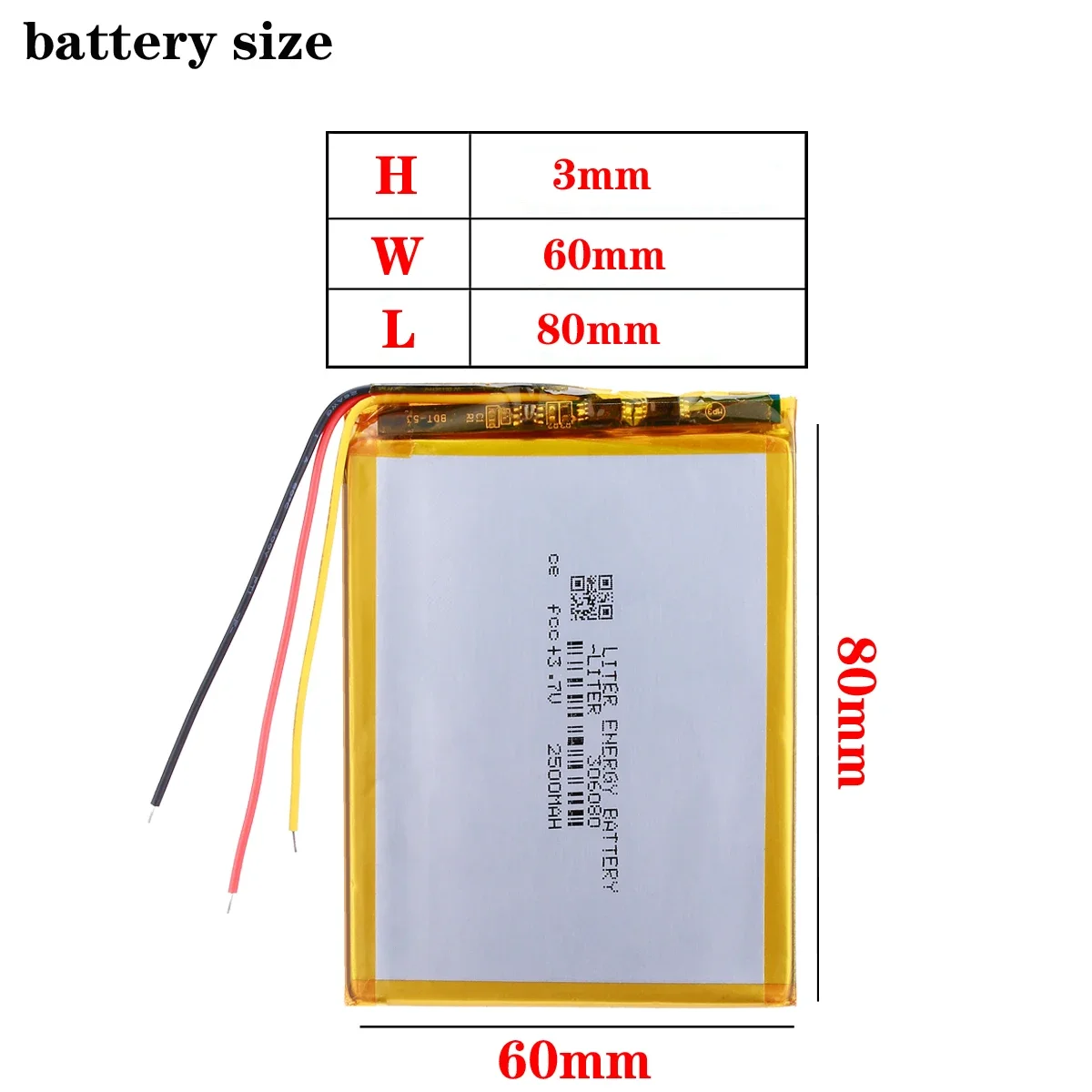 Polymer lithium battery 306080 3.7v 2500 mah love landing PDA smart tablet computer 3.7 v polymer 3 line