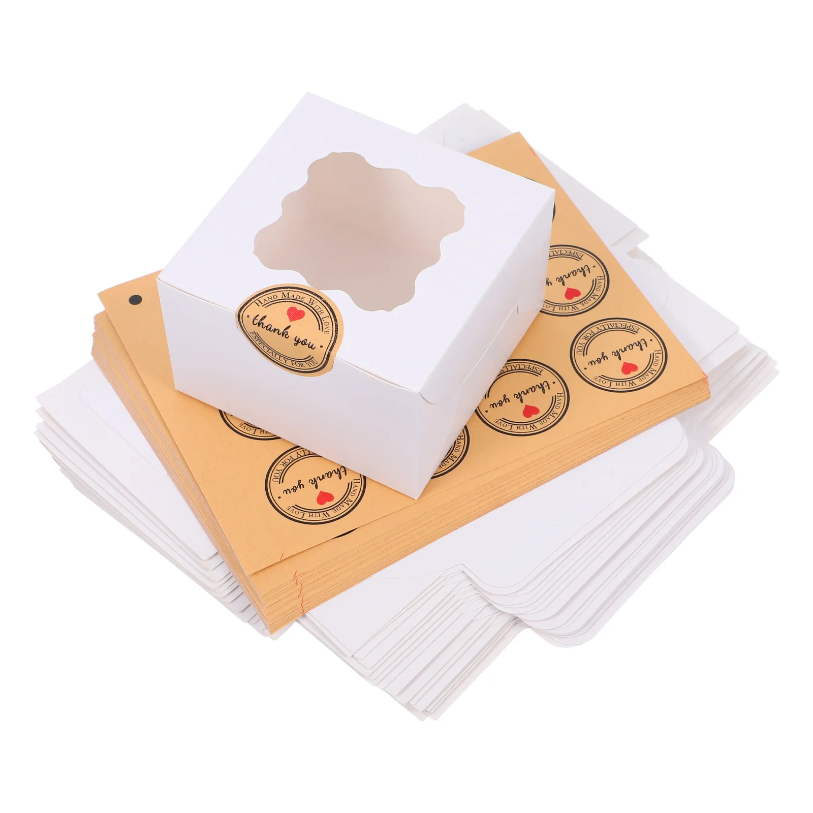 

20Pcs White Cookie Boxes Macaron Boxes Paper 10.2x10.2x6.4cm Clear Window Cake Dessert Decoration Box Cupcakes Donuts Pastries