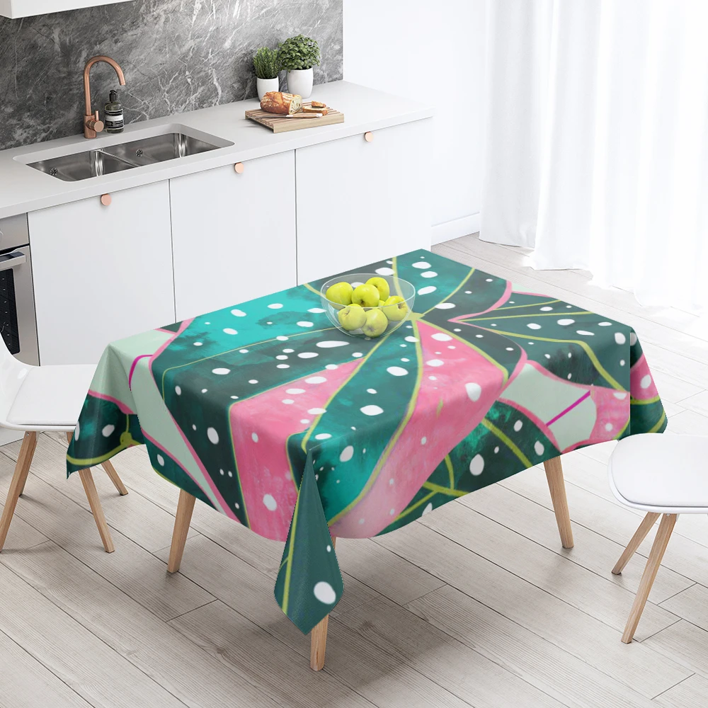 Home tablecloths for dining decoration and rectangular table accessories waterproof cloth Anti-stain restaurant abstract plant