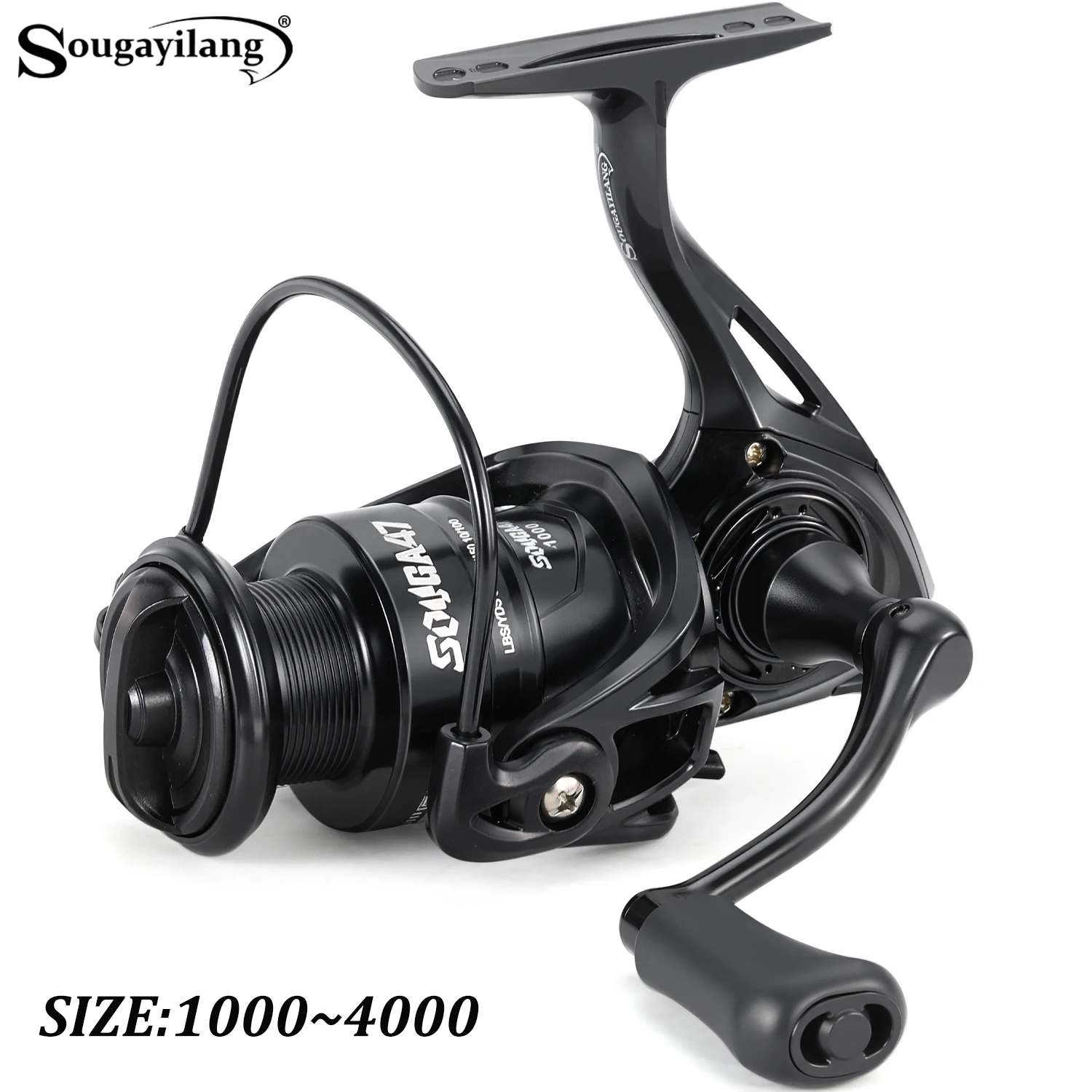 Sougayilang Mulinello da Spinning con Freno Forte Trasmissione Precisa ingranaggi 10KG Max Drag 1000-4000 Serie per la Pesca d'Acqua Dolce in Acqua Sa
