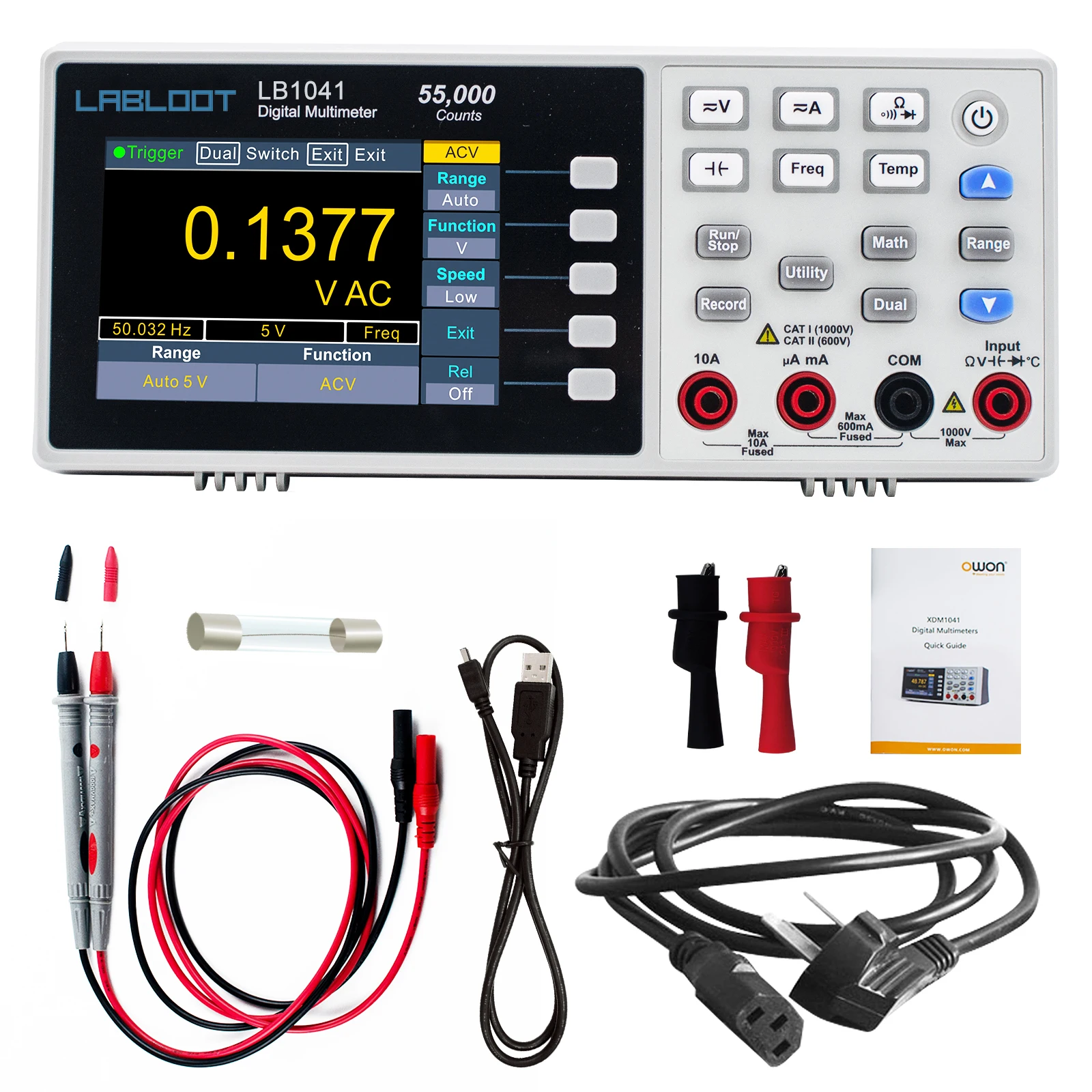 LABLOOT LB1041 Bench-Type Digital Multimeter USB Port 3.7in LCD Mini Desktop Meter True RMS XMD1041