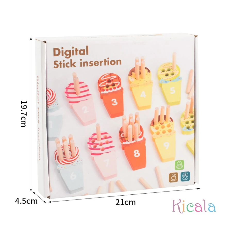 Kid Ice Cream Counting Peg Board Math Toy Montessori Teaching Tool Number Matching Cognition Kindergarten Learn Educatinal Game