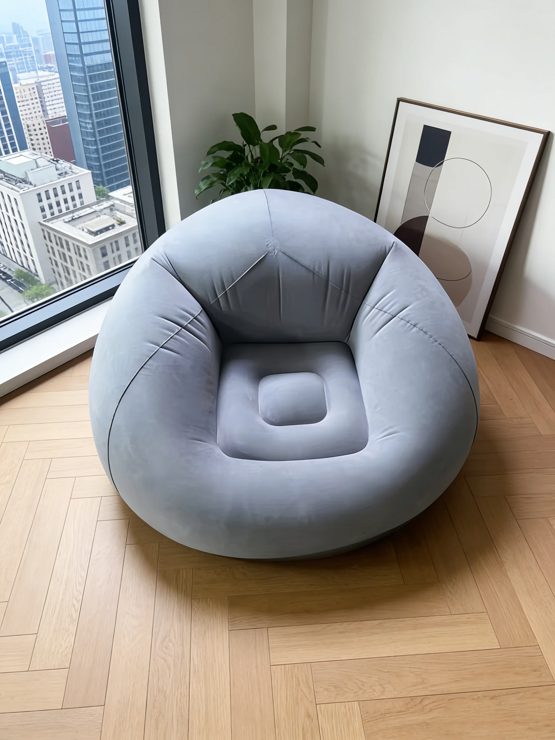 Portable Inflatable Round Air Sofa Soft Lazy Lounge Chair Indoor Outdoor Camping Relax Seat - view 4