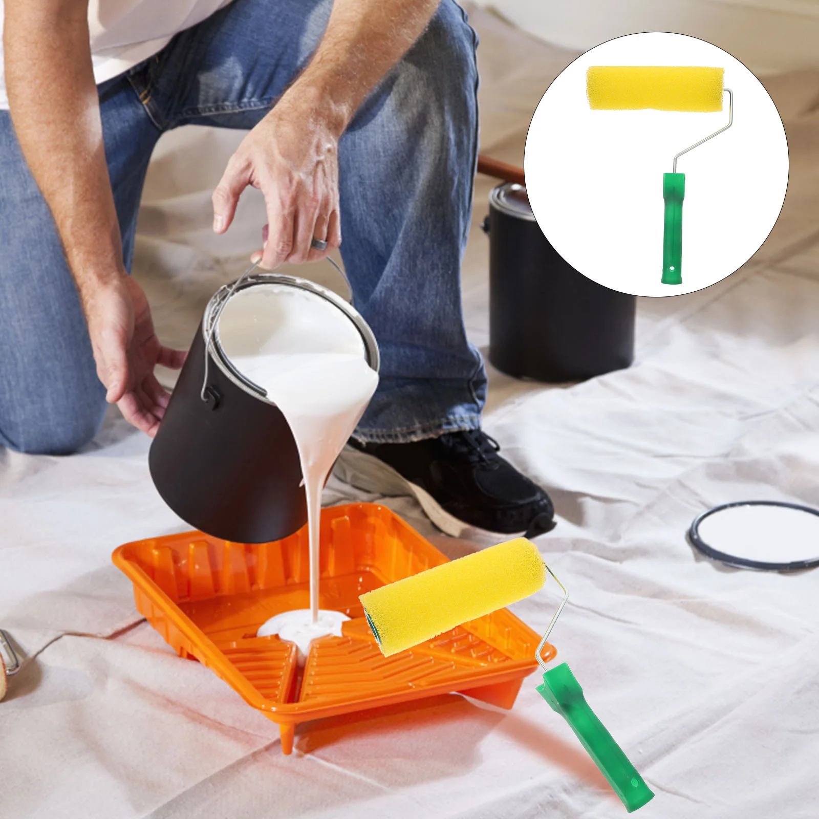 Spons Lukisan Rol Spons Tekstur Besar untuk Drywall Dekoratif Rol Bahan Efisiensi Tinggi Rol Spons Cat