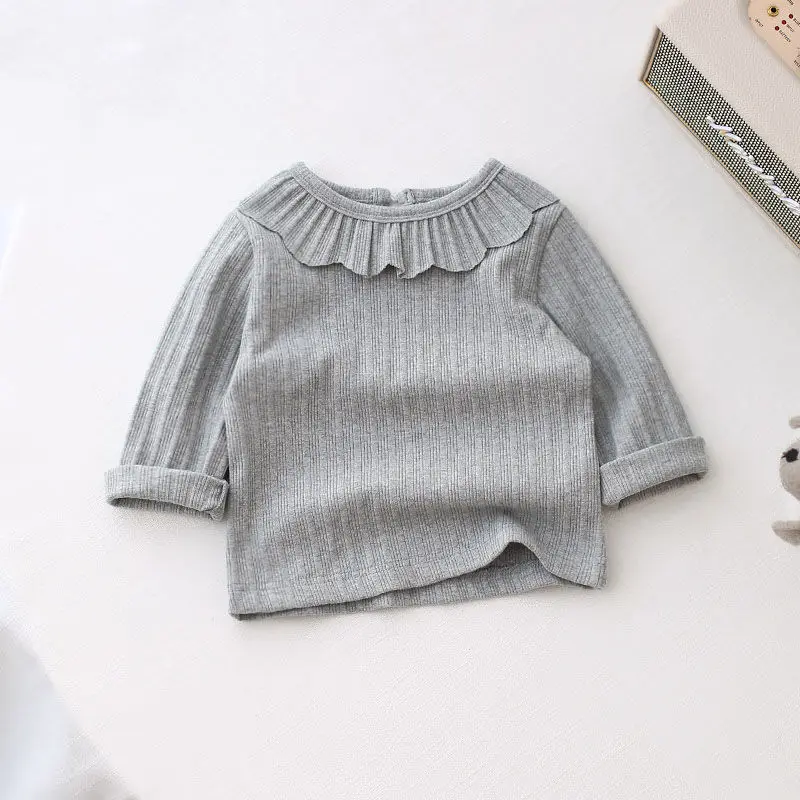 Children\'s O-neck Long Sleeved T-shirt Pure Cotton Fashion Solid Color Base Shirt 2024 Spring Autumn New Casual Versatile Top