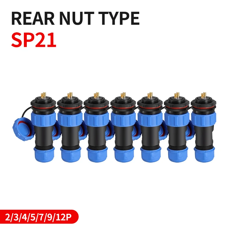 

T&I IP68 waterproof aviation plug socket circular rear nut connector 2 3 4 5 7 9 12 pin SP21 butt connector