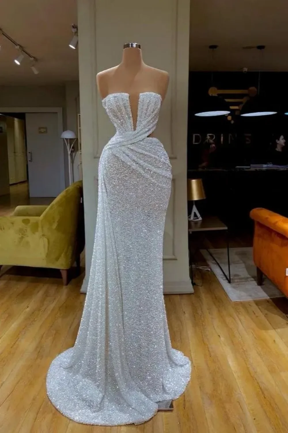 Gorgeous Beads 2025 Arabic Evening Dresses Mermaid One Shoulder Women Formal Party Gowns Mermaid Shinny Dubai Wedding Reception