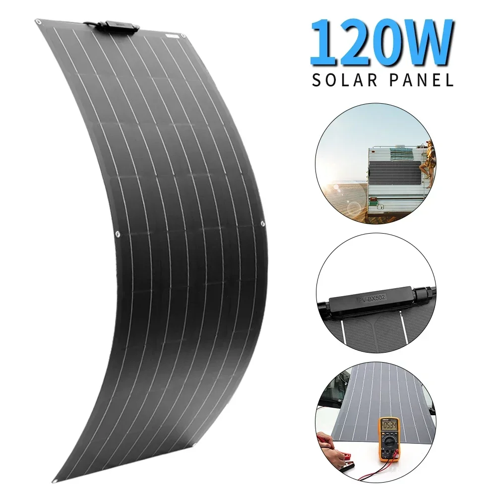 120W 240W Flexible Solar Panel kit Photovoltaic Module Solar Power Charger for Yacht Motorhome Car Boat Caravan 12v Battery