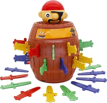 Novo engraçado pirata barril brinquedos sorte jogo saltando piratas balde espada facada pop up brinquedo complicado piadas de família para criança presente do miúdo