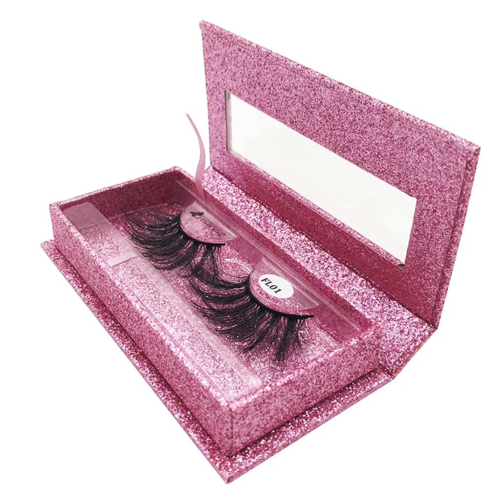 1 pair/Boxes  Multi-layer 25 mm fluffy flexible Mink Soft thick false eyelashes With Support customized