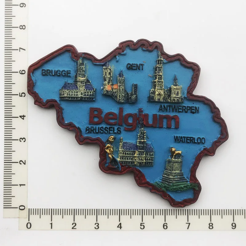 

Brussels Map Fridge Magnet Cultural Landscape Message Post Tourism Souvenir Resin Craft Decoration