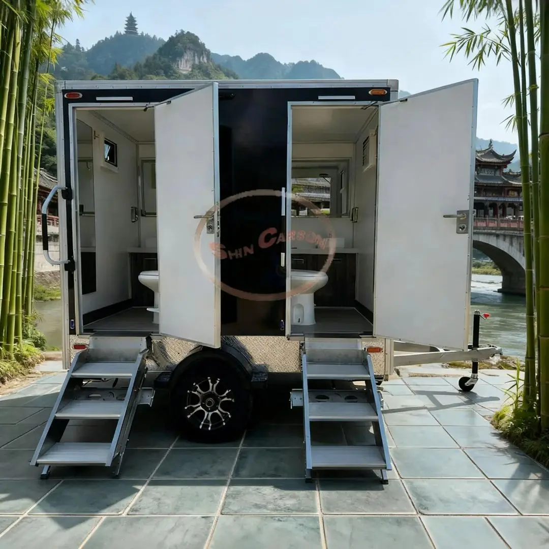 Eco-Friendly Portable Towable Mobile Toilet Multi-Person Odor-Proof Outdoor Towed Public Restroom
