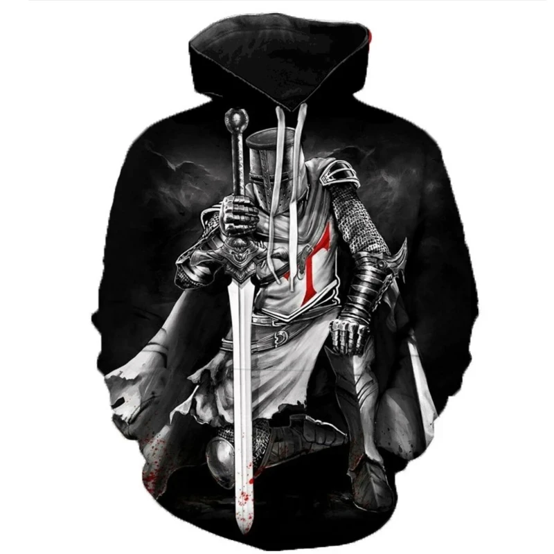 2024 New Knights Templar Autumn 3D Printed Hoodies Men Women Fashion Casual Hooded Sweatshirts Kids Pullover Outerwear men coat