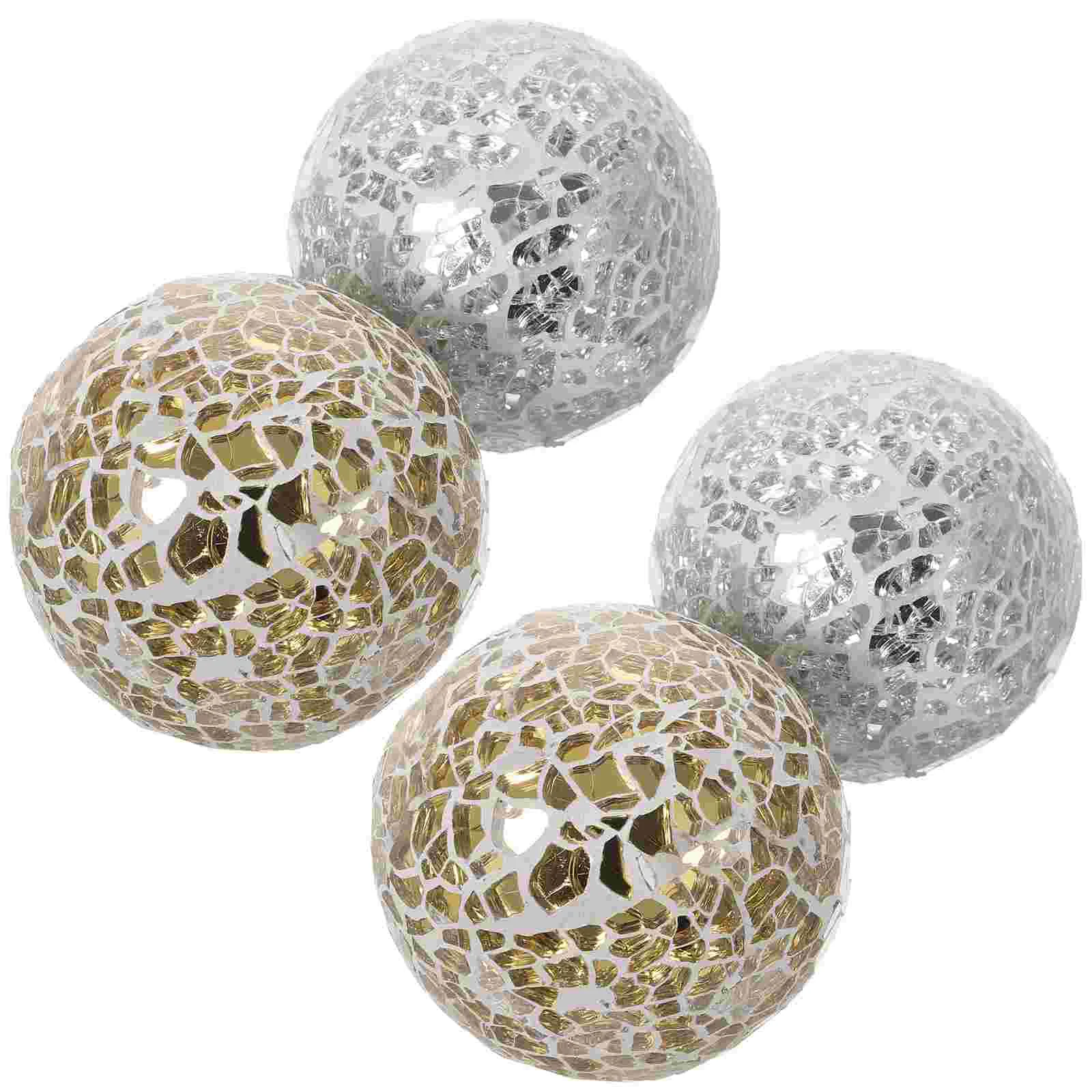 4 Pcs Mosaic Ball Home Decor Sphere Tabletop Desktop Ornament Accessories Vases