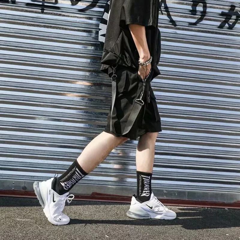 Japanese Harajuku Men Shorts Techwear Summer Fashion Streetwear Cargo Shorts for Men Joggers Ribbons Design Sport Baggy Clothes