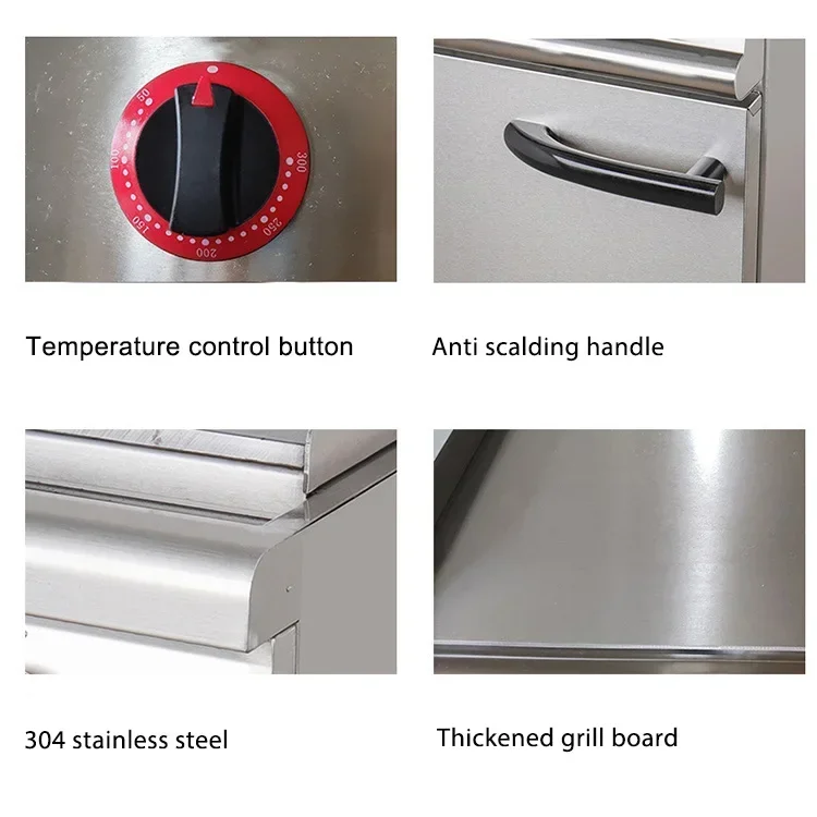 

Stainless Steel Commercial Combination Furnace Teppanyaki Standing Grill Flat Top Gas Griddle With Cabinet
