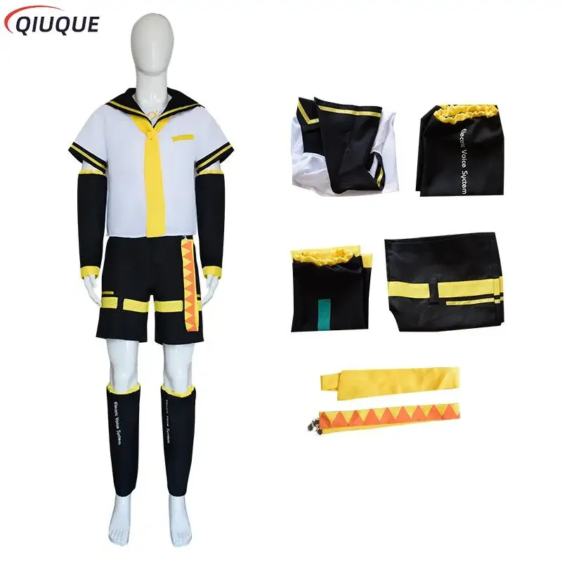 Rin Len Costumi Cosplay Parrucche Set Top Pantaloncini Cravatta Accessorio Donna Uomo Vestito