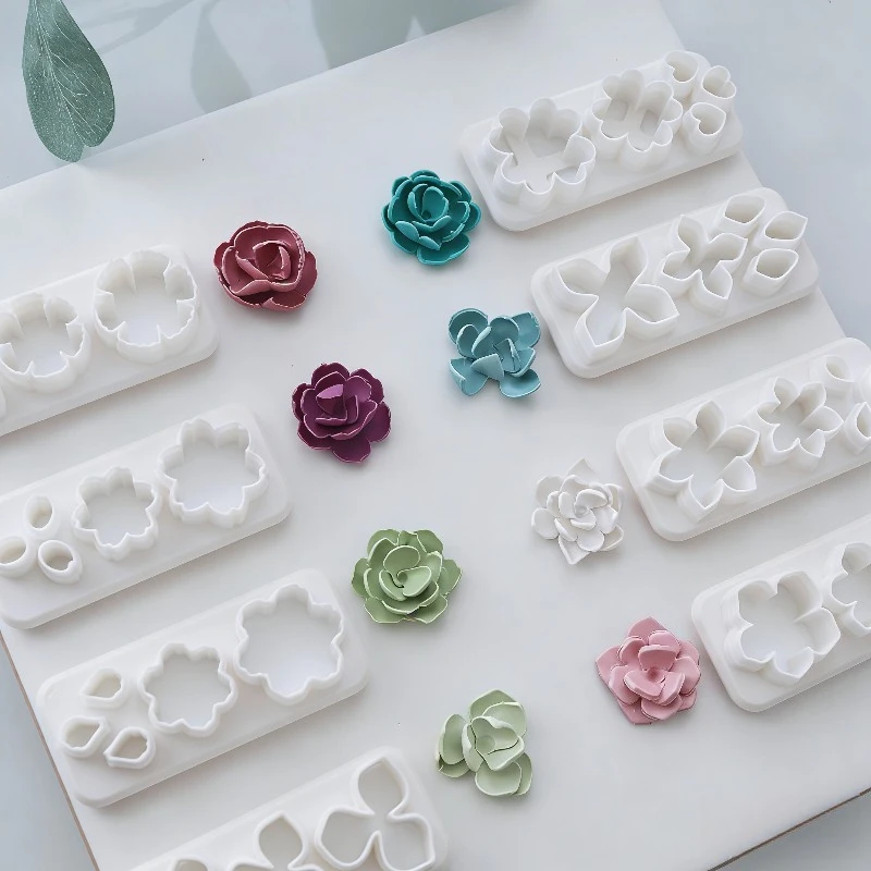 3D Flower Petal Plastic Molds High-Precision Blade DIY Clay Cutters for Polymer Soft Wax Resin Crafts Jewelry Handmade Making