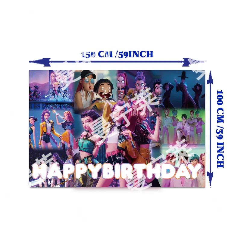 Kpop-Conjunto de decoración para fiesta de cumpleaños, pancarta de grupo de chica bruja, globos, adorno para tarta, telón de fondo