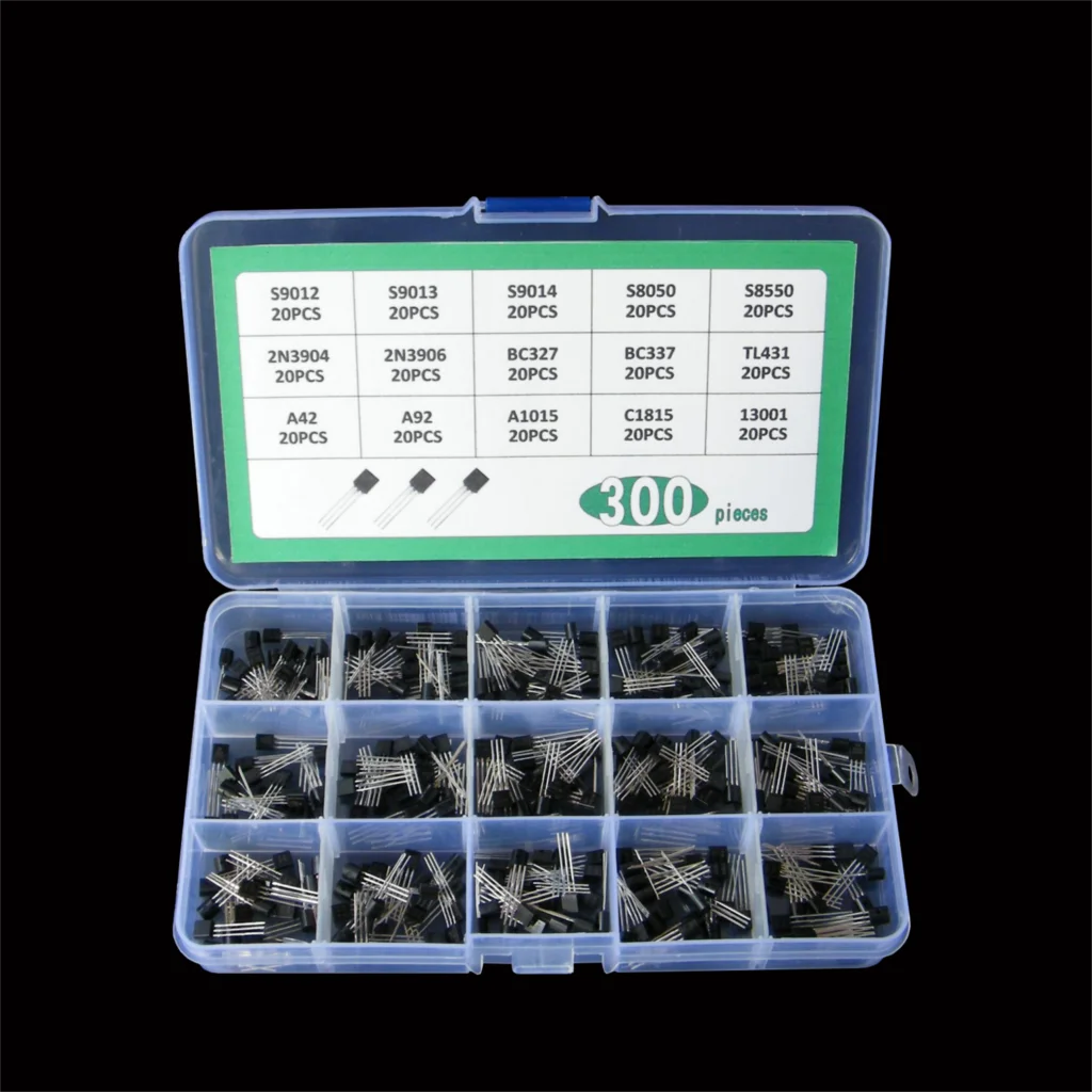 トランジスタキット 300 個 = 15 値 * 20 個 TL431A A42 A92 A1050 C1815 13001 S9012/9013/9014/8050/8550 2N3904/3906 BC327 BC337 ボックスセット