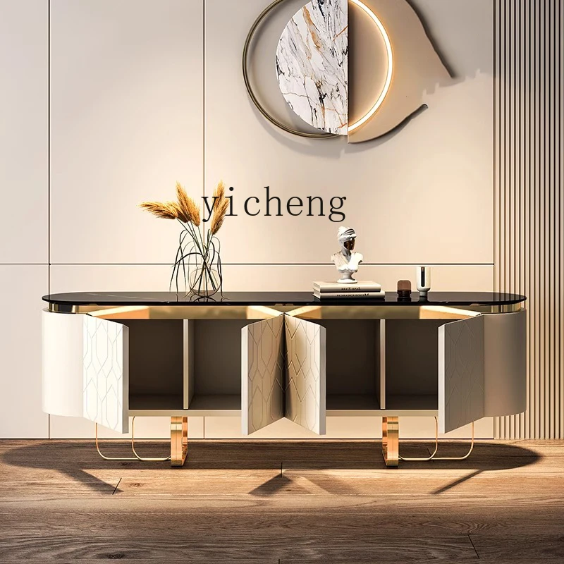 

ZZ light luxury rock slab dining side cabinet household living room storage locker modern simple secret cabinet