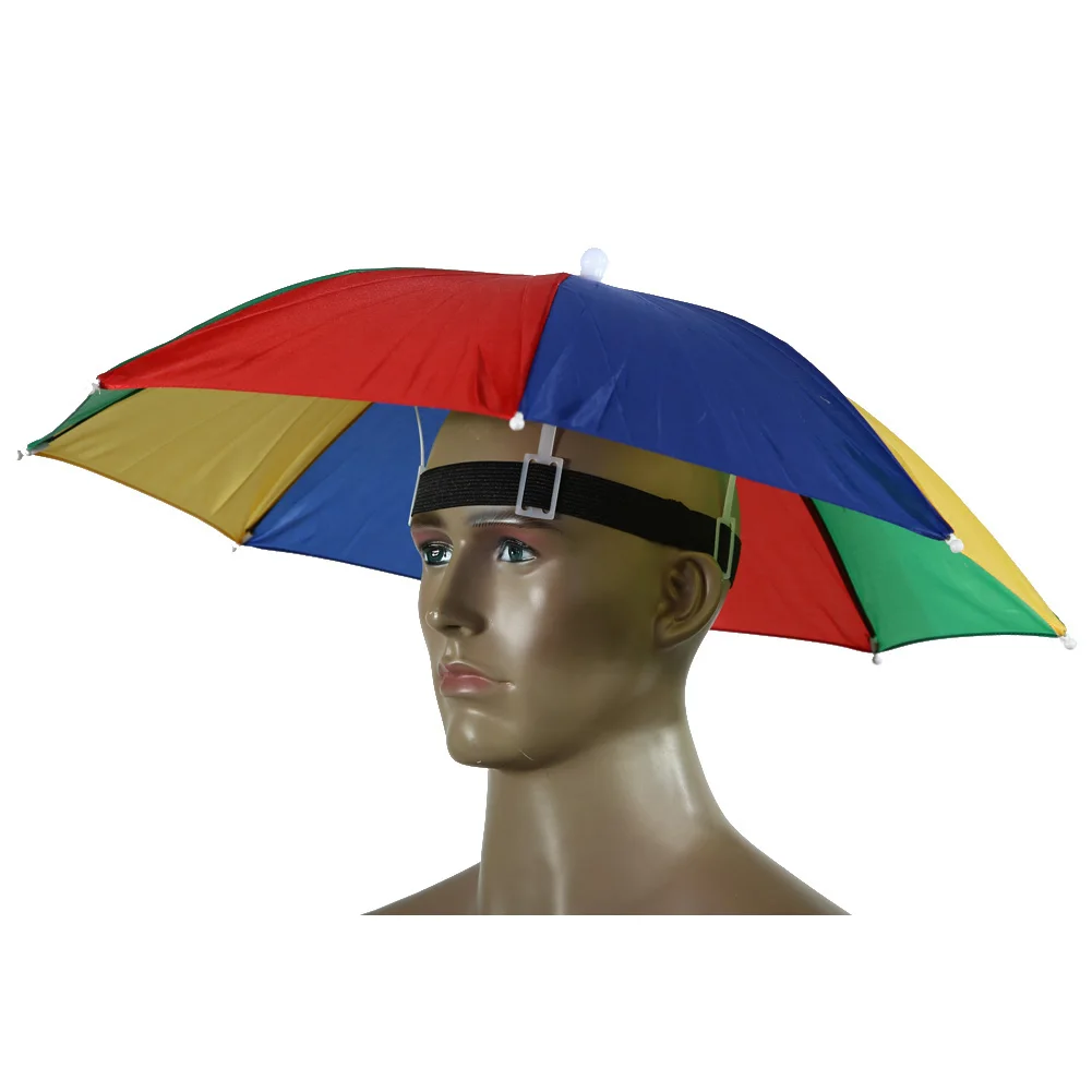 Outdoor Foldable Head Umbrella Hat Anti-Rain Anti-Sun Head-Mounted Headwear Sun Cap for Fishing Golf Cycling Hiking Camping