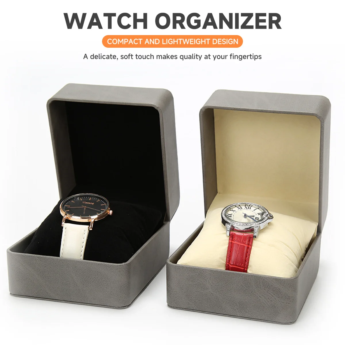 بو الجلود ووتش ماتي الوجه الساعات صناديق التخزين رجل امرأة مجوهرات المنظم التعبئة والتغليف المحمولة هدية ووتش مربع