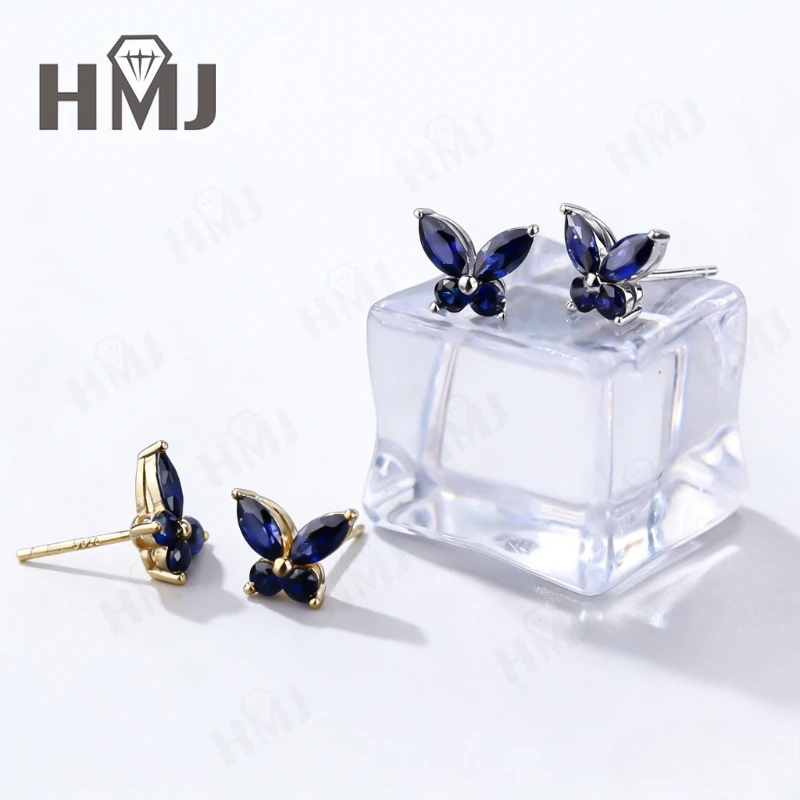 

Moissanite Stud Earrings Lab Grown Gemstones Multicolor 925 Sterling Silver Butterfly Shape Premium Jewelry Gifts Charms Top