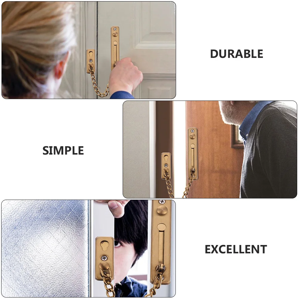 

2Pcs Stainless Steel Door Chain Lock Press Safety Buckle Anti Theft Door Lock for Home Hotel