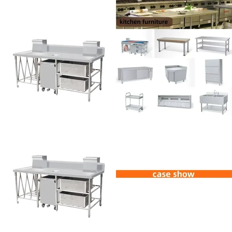 Multifunctional stainless steel commercial kitchen workbench for dining room furniture